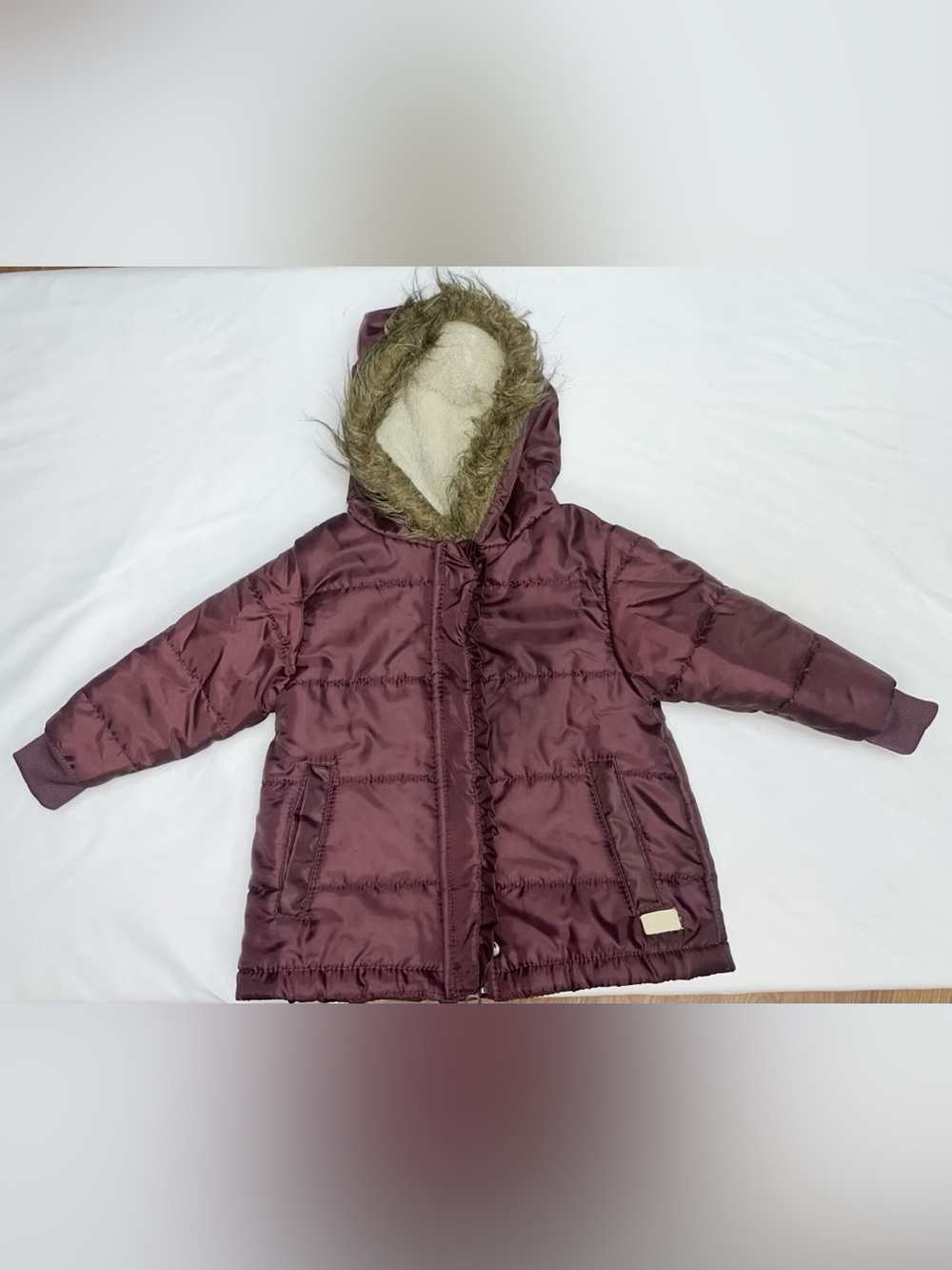 7 For All Mankind Toddler Girl Maroon Puffer Winter Jacket 18M